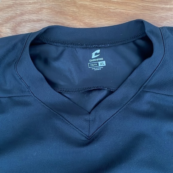 Champro Youth XL Solid Black Hockey Practice Jersey Faceoff V-Neck - Picture 2 of 4